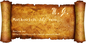 Matkovich János névjegykártya