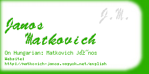 janos matkovich business card